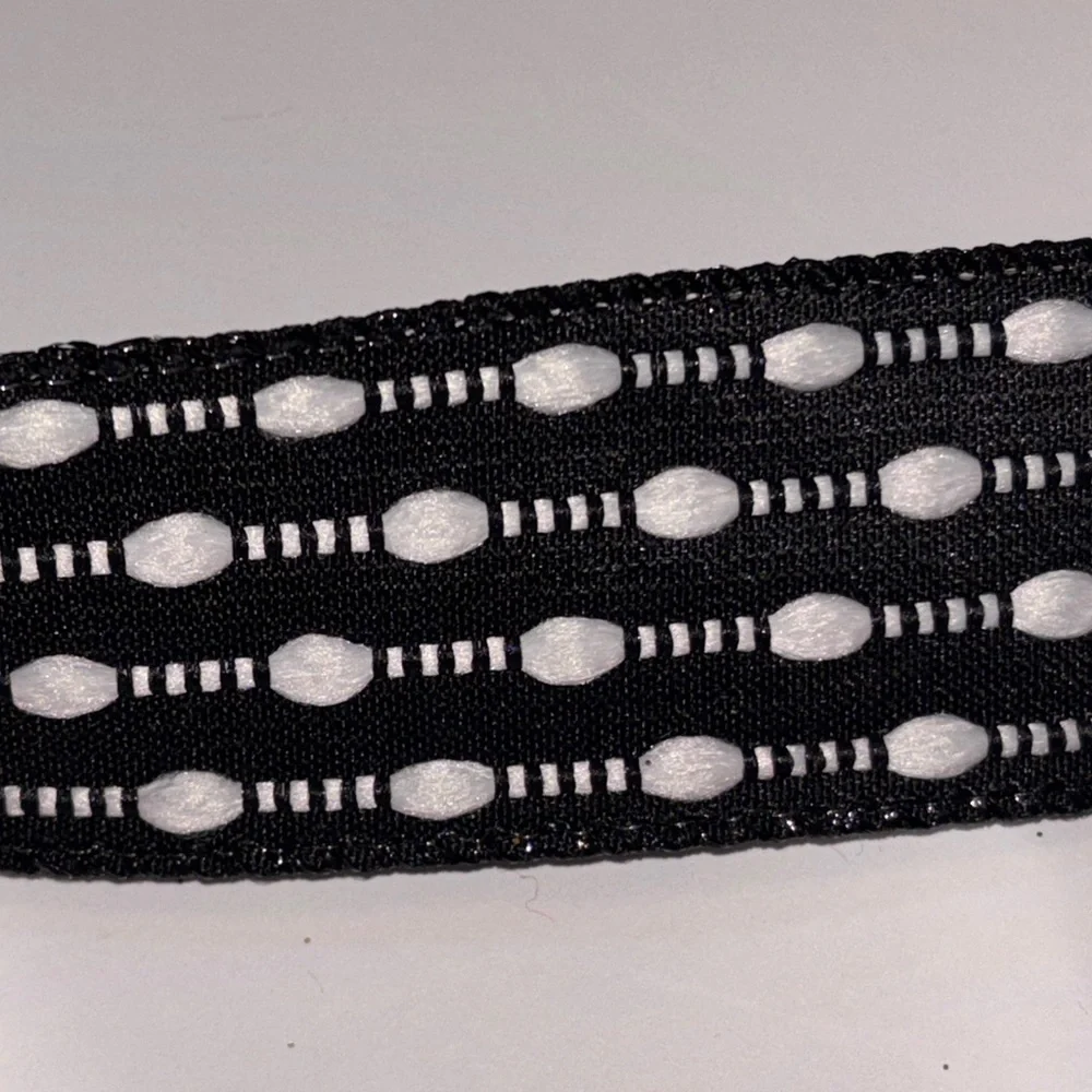 Black and White Snowball Weave Ribbon Black and White Dot Pattern Ribbon 25ft